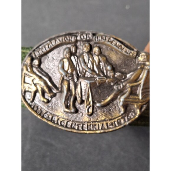 American Commemorative Declaration of independence Belt Buckle W/Belt Vtg - Picture 3 of 6